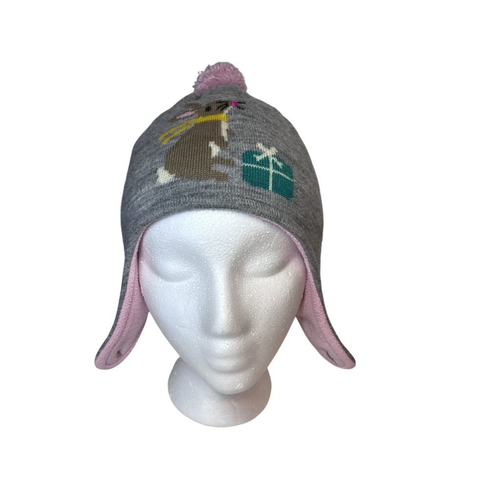 Baby Boden Gray Bunny Fleece Hat Size 2-3y